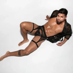 TOF Paris Accessoires Sexy-Porte-Jarretelles en Dentelle Fluide Noir