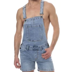 SKU Jeans Fesses Rondes|Fesses Rondes-Salopette Courte Jeans Bleu Indigo