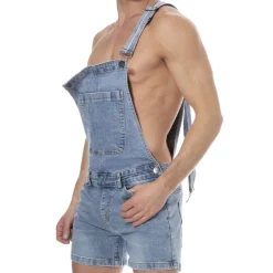 SKU Jeans Fesses Rondes|Fesses Rondes-Salopette Courte Jeans Bleu Indigo