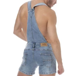 SKU Jeans Fesses Rondes|Fesses Rondes-Salopette Courte Jeans Bleu Indigo