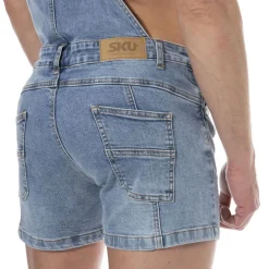 SKU Jeans Fesses Rondes|Fesses Rondes-Salopette Courte Jeans Bleu Indigo