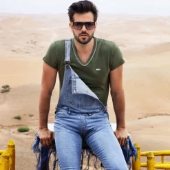 SKU Jeans Fesses Rondes|Fesses Rondes-Salopette Longue Jeans Bleu Indigo