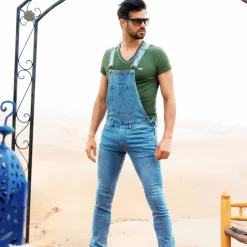 SKU Jeans Fesses Rondes|Fesses Rondes-Salopette Longue Jeans Bleu Indigo