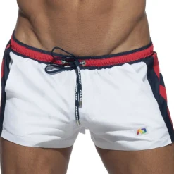 Addicted Shorts De Bain-Short de Bain Basic Stripes Blanc