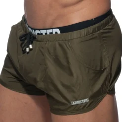Addicted Shorts De Bain-Short De Bain Double Waistband Kaki