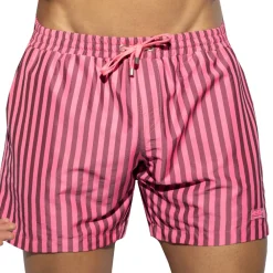 ES Collection Shorts De Bain-Short de Bain Long Rayé Rose Fluo