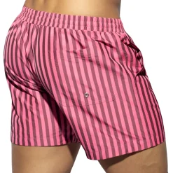 ES Collection Shorts De Bain-Short de Bain Long Rayé Rose Fluo