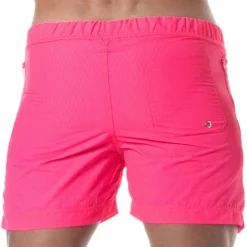 TOF Paris Shorts De Bain-Short de Bain Long Rose Fluo