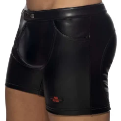 AD Fetish Tenues Sexy-Short Fetish en Cuir Vegan Noir
