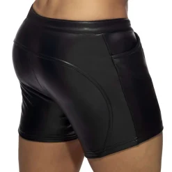 AD Fetish Tenues Sexy-Short Fetish en Cuir Vegan Noir