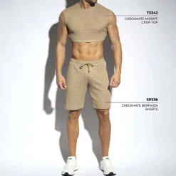 ES Collection Shorts / Caleçons|Shorts-Short Long Checkmate Beige