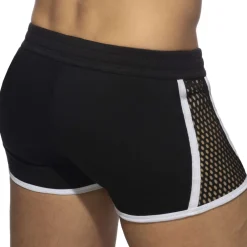 AD Fetish Tenues Sexy|Shorts-Short Mesh Striped Noir - Blanc