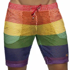 Addicted Shorts-Short Rainbow Mesh Arc-en-Ciel