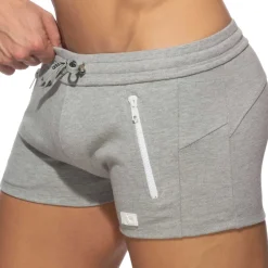Addicted Shorts-Short Sport Double Zip Gris Chiné