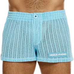 Modus Vivendi Shorts-Short Striped Crochet Bleu Clair