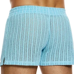 Modus Vivendi Shorts-Short Striped Crochet Bleu Clair