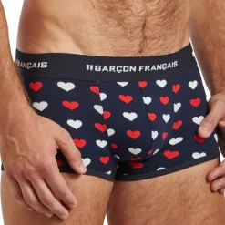 Garçon Français Shortys|Boxers-Shorty Coton Cœurs Bleu Marine