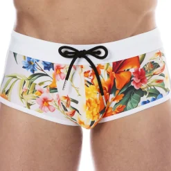 SKU Shortys De Bain|Boxers De Bain-Shorty de Bain Tropical Summer Blanc