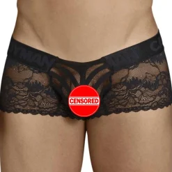 CandyMan Boxers Sexy-Shorty Dentelle Résille Rayée Noir