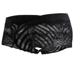 CandyMan Boxers Sexy-Shorty Dentelle Résille Rayée Noir