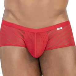 CandyMan Boxers Sexy-Shorty Résille Rayé Rouge