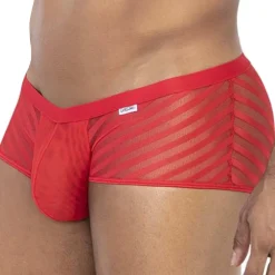 CandyMan Boxers Sexy-Shorty Résille Rayé Rouge