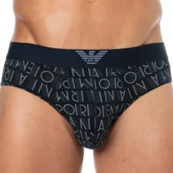 Emporio Armani Slips-Slip All Over Logo Bleu