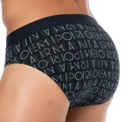 Emporio Armani Slips-Slip All Over Logo Bleu