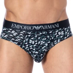 Emporio Armani Slips-Slip All Over Logo Bleu Marine