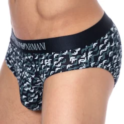Emporio Armani Slips-Slip All Over Logo Bleu Marine
