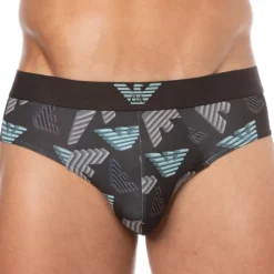 Emporio Armani Slips-Slip All Over Printed Microfiber Chocolat