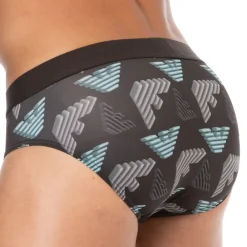 Emporio Armani Slips-Slip All Over Printed Microfiber Chocolat