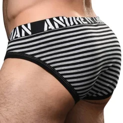 Andrew Christian Poche Ergonomique|Slips-Slip Almost Naked Prison Rayé Noir - Gris