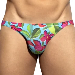 ES Collection Mini Slips|Slips-Slip Bikini Bold Flowers Turquoise