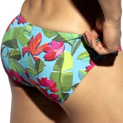 ES Collection Mini Slips|Slips-Slip Bikini Bold Flowers Turquoise