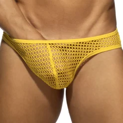Addicted Slips Sexy-Slip Bikini Maille Ajourée - Jaune