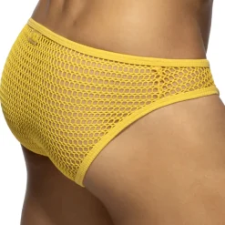 Addicted Slips Sexy-Slip Bikini Maille Ajourée - Jaune