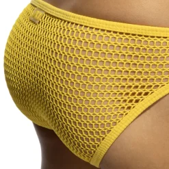 Addicted Slips Sexy-Slip Bikini Maille Ajourée - Jaune