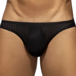 Addicted Slips Sexy-Slip Bikini Rayure Verticale - Noir