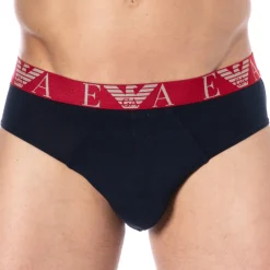 Emporio Armani Slips-Slip Bold Monogram Coton Marine - Rouge
