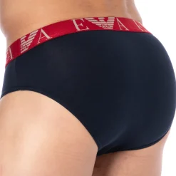Emporio Armani Slips-Slip Bold Monogram Coton Marine - Rouge