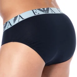 Emporio Armani Slips-Slip Bold Monogram Coton Marine - Gris