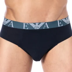 Emporio Armani Slips-Slip Bold Monogram Coton Marine - Bleu