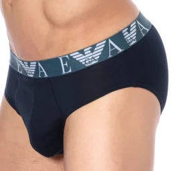 Emporio Armani Slips-Slip Bold Monogram Coton Marine - Bleu