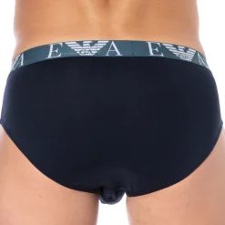 Emporio Armani Slips-Slip Bold Monogram Coton Marine - Bleu