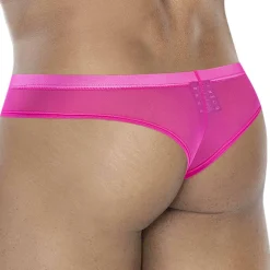 CUT4MEN Slips Sexy|Poche Ergonomique-Slip Cheeky SP4NDEX GLOW Mesh Rose Vif