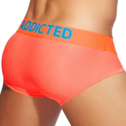 Addicted Slips Sexy|Push Up-Slip Cockring Mesh Neon Orange Fluo