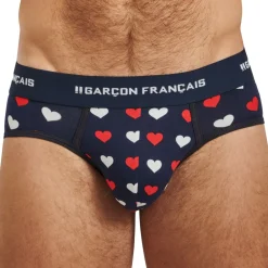 Garçon Français Slips-Slip Coton Cœurs Bleu Marine