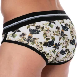 SKU Slips-Slip Coton Floral Blanc Cassé