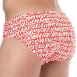 Emporio Armani Slips De Bain-Slip de Bain All Over Logo Rouge